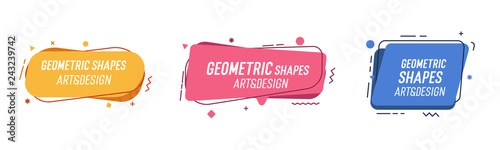 Set of modern organic shapes. Fluid vector trendy elements. Template graphics with geometric speech bubbles and banners with frames to put your own text