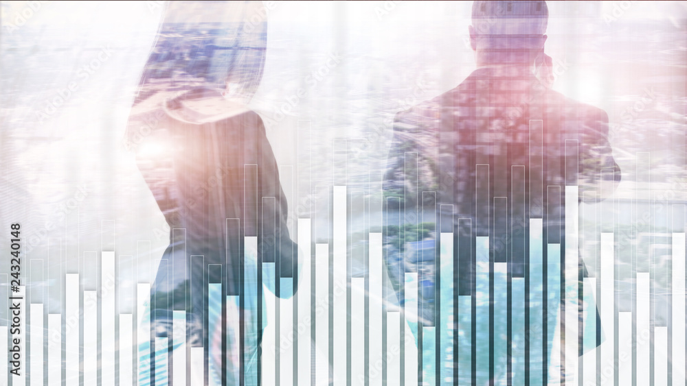 Business and finance graph on blurred background. Trading, investment and economics concept. Business and finance graph on blurred background. Trading, investment and economics concept.
