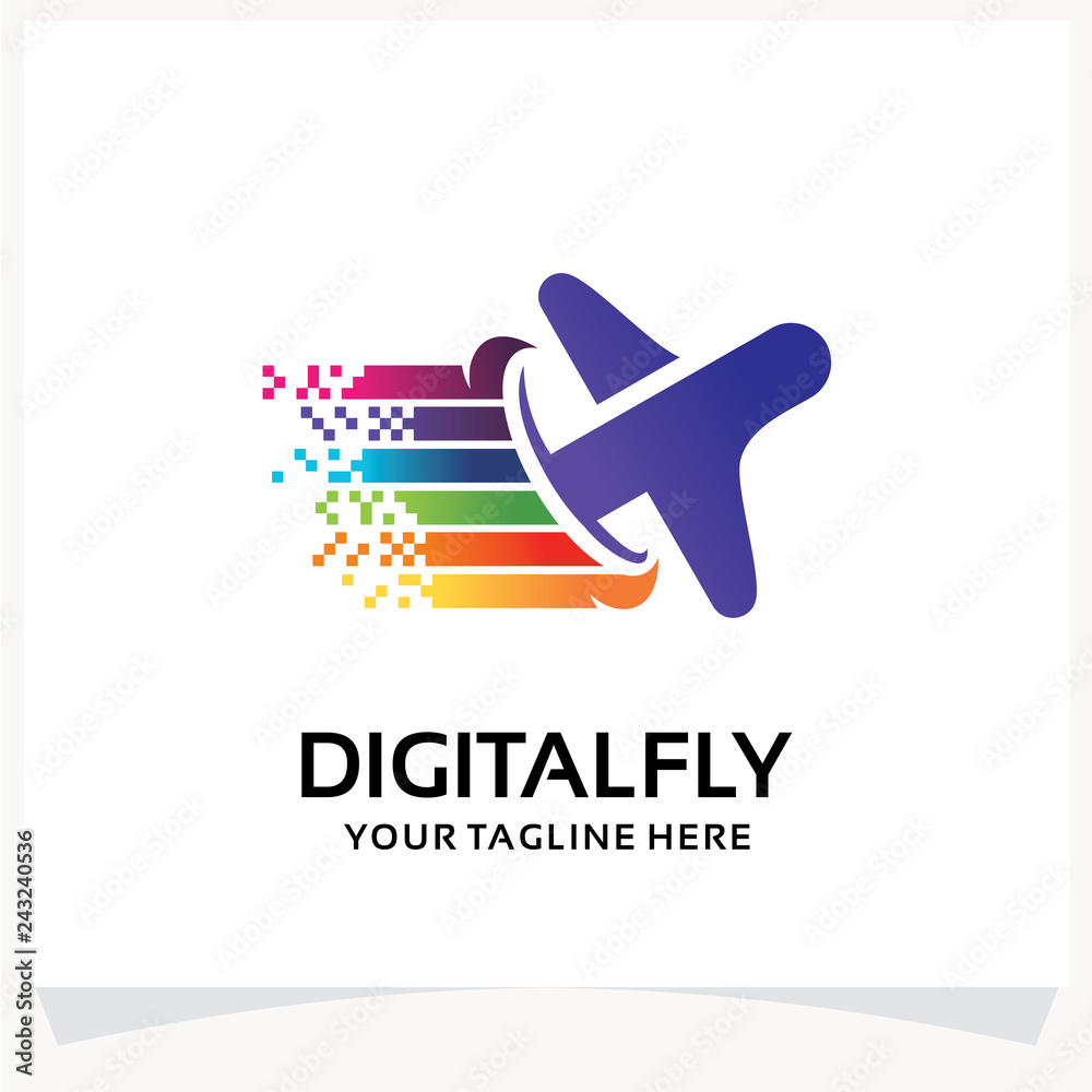 Digital Fly Logo. Fast Plane Logo. Travel Logo Design Template Inspirations Digital Fly Logo. Fast Plane Logo. Travel Logo Design Template Inspirations
