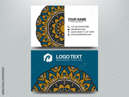 Business Cards. Vintage decorative elements. Ornamental floral business cards, oriental pattern, vector illustration. Islam, Arabic, Indian, turkish, pakistan, chinese, ottoman motifs. photo