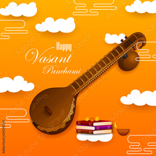 Vasant Panchami Saraswati Puja Indian festival background