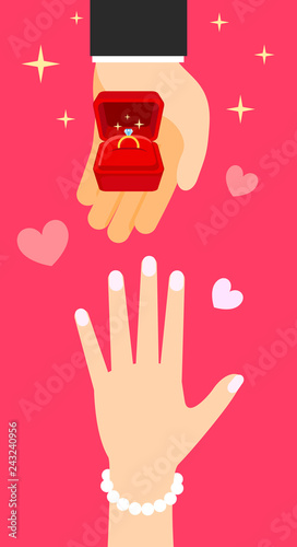 The groom show his ring box