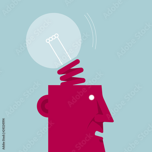 Surreal concept design, Light bulb in the human brain.