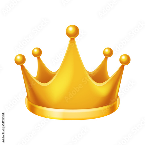 Golden royal crown isolated 3d realistic icon design vector illustration