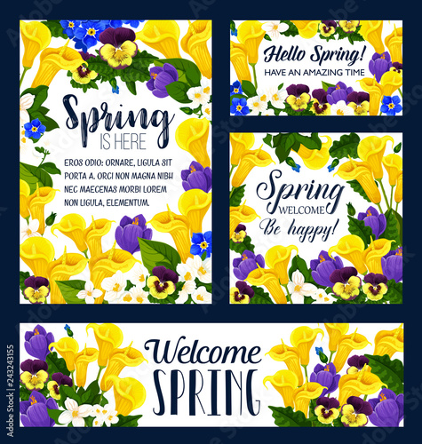 Spring Season flower greeting card, banner design