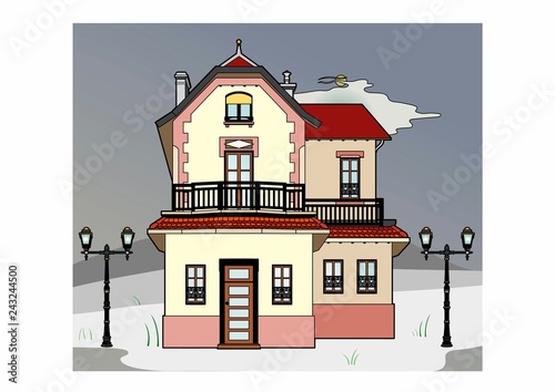 House in stormy weather