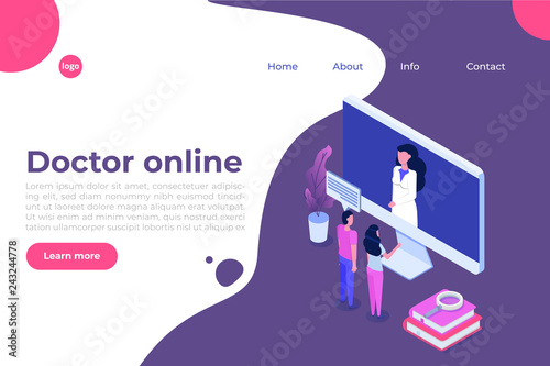 Online doctor consultation. Smart technology in healthcare isometric vector illustration
