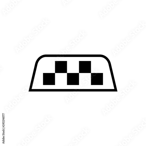Taxi sign on taxi roof. Chequered pattern as a distinctive sign on a taxi