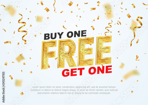 Text Buy one get one free on light background vector illustration. Best offer shopping
