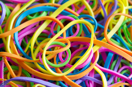 Rubber band colorful abstract background texture closeup 