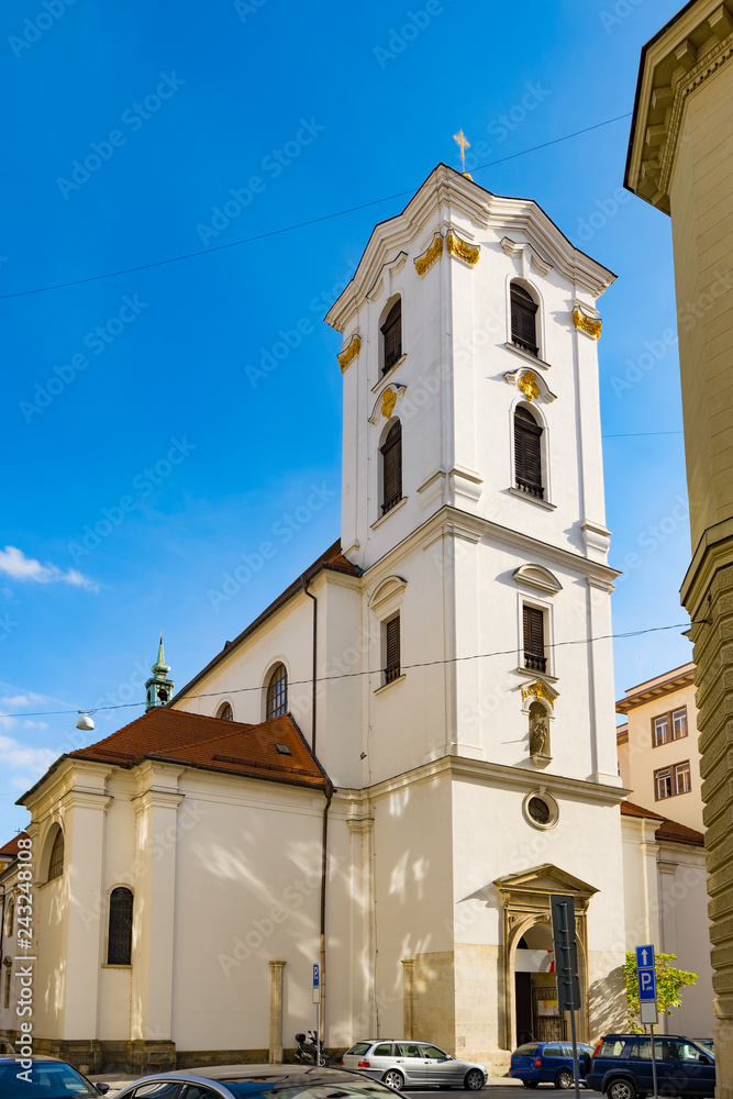 Fototapeta premium BRNO, CZECH REPUBLIC – OCT 31, 2018: Minorite Monastery and Church of St. John in Brno, Czech Republic