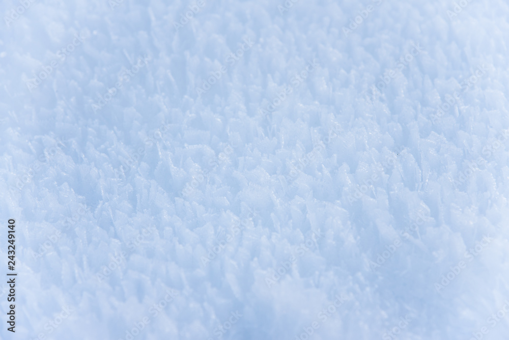 Frozen snow surface. Close up