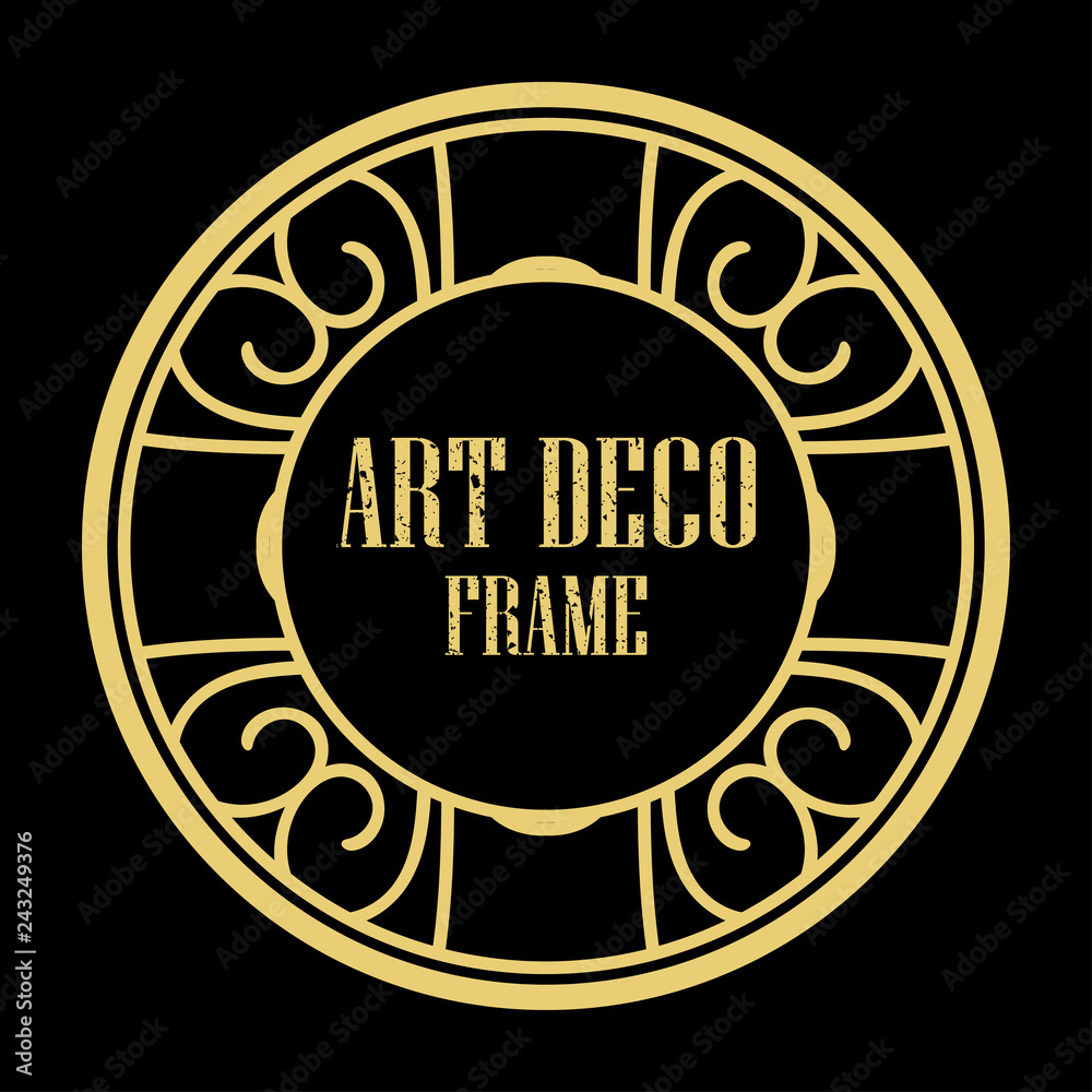 Vector art deco style circle frame. Art-deco decoration for text. Design element for boutique, restaurant, menu and logo template Vector art deco style circle frame. Art-deco decoration for text. Design element for boutique, restaurant, menu and logo template