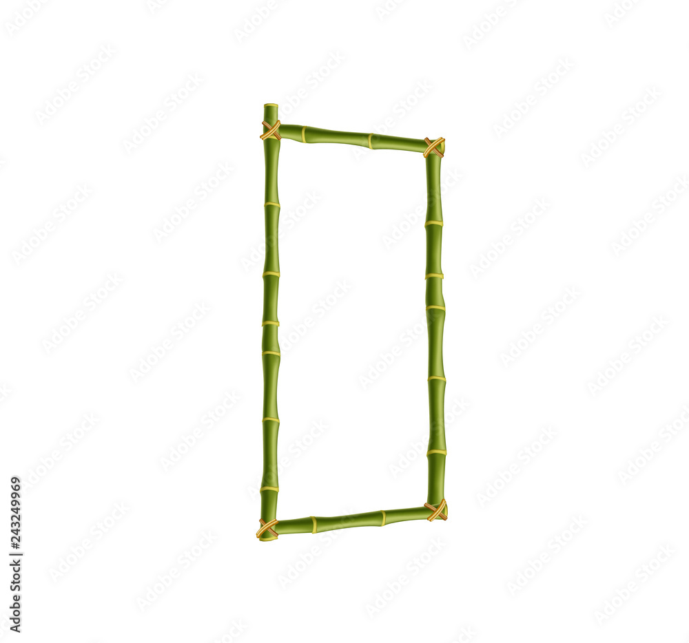 Capital letter D made of green bamboo poles on white background. Capital letter D made of green bamboo poles on white background.