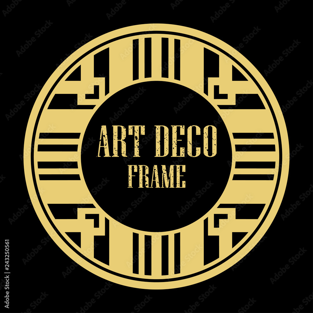 Fototapeta premium Vector art deco style circle frame. Art-deco decoration for text. Design element for boutique, restaurant, menu and logo template