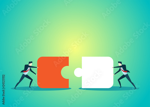 business people illustration of teamwork move the puzzle
