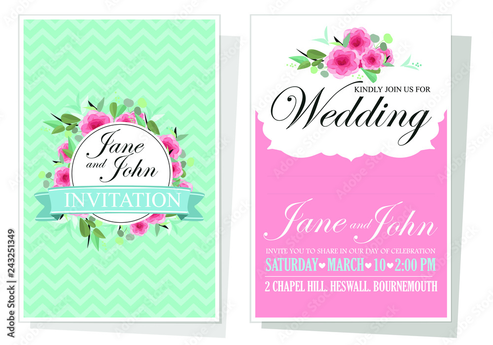 Wedding invitation card suite with daisy flower Templates.