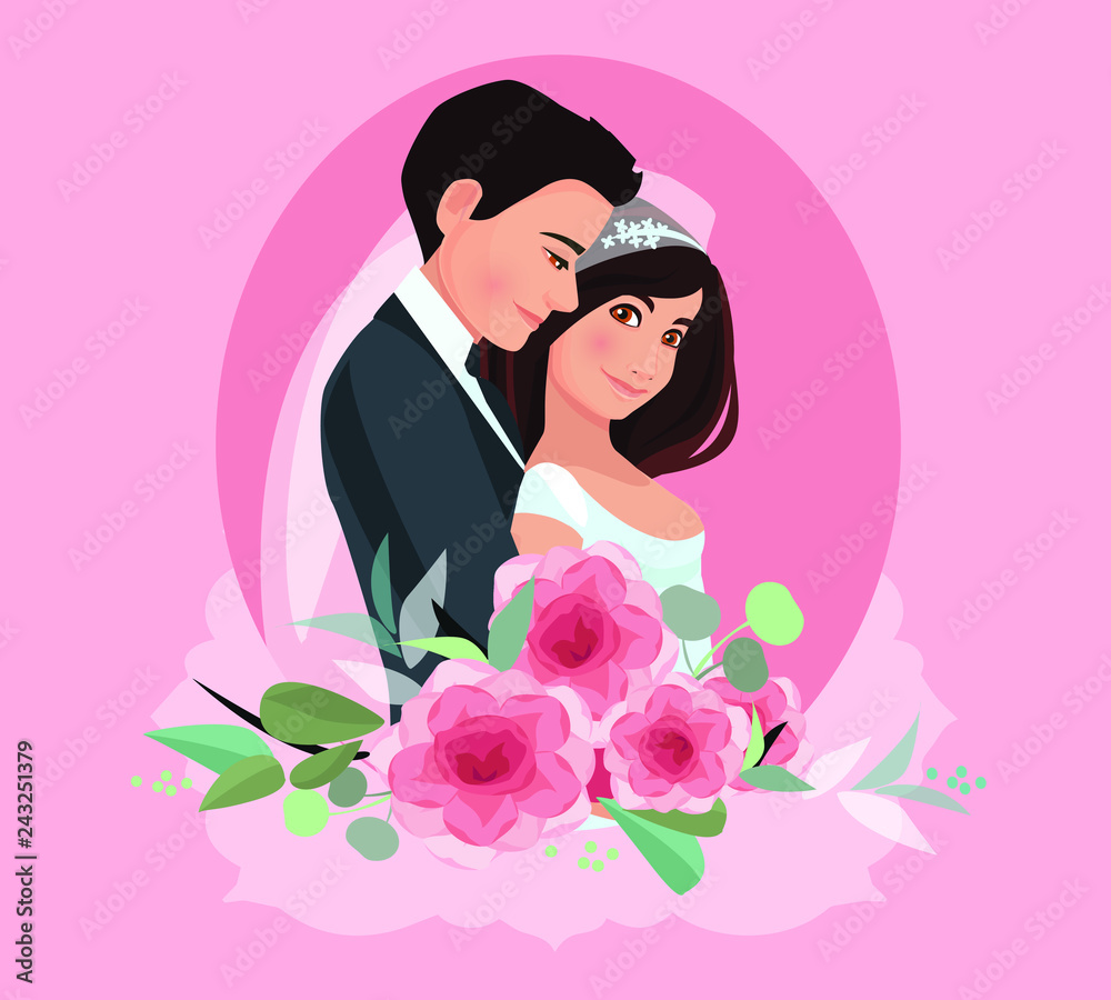 Bride and groom. Couple. Wedding card Bride and groom. Couple. Wedding card
