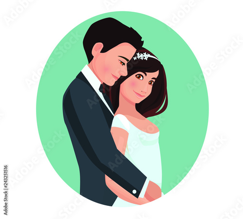 Bride and groom. Couple. Wedding card