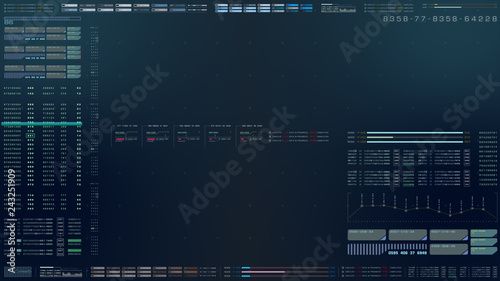 Futuristic motion graphic user interface head up display screen with digital hologram Nuclear Fusion energy simulator and data telemetry information display for digital background