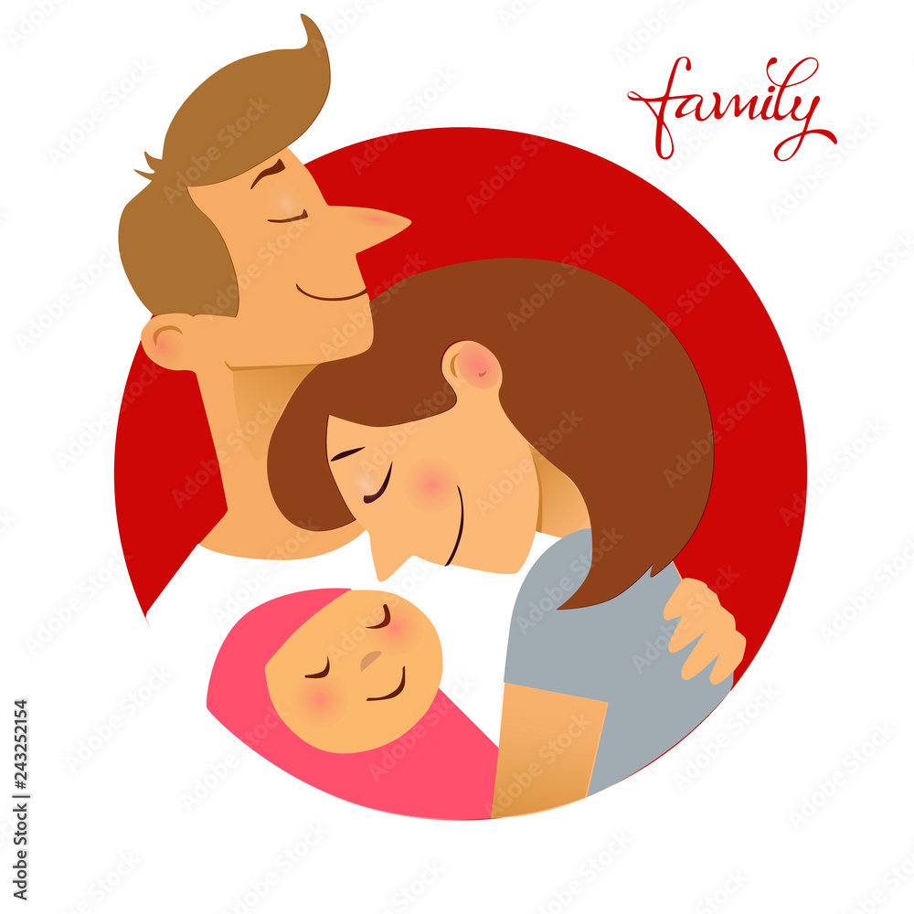 Illustration of couple with baby. Illustration of couple with baby.