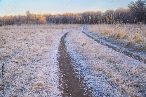 Rural road in frost