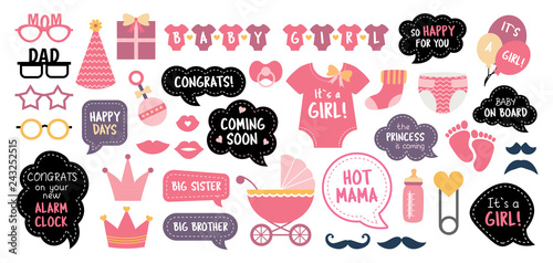 Baby shower photo booth photobooth props set