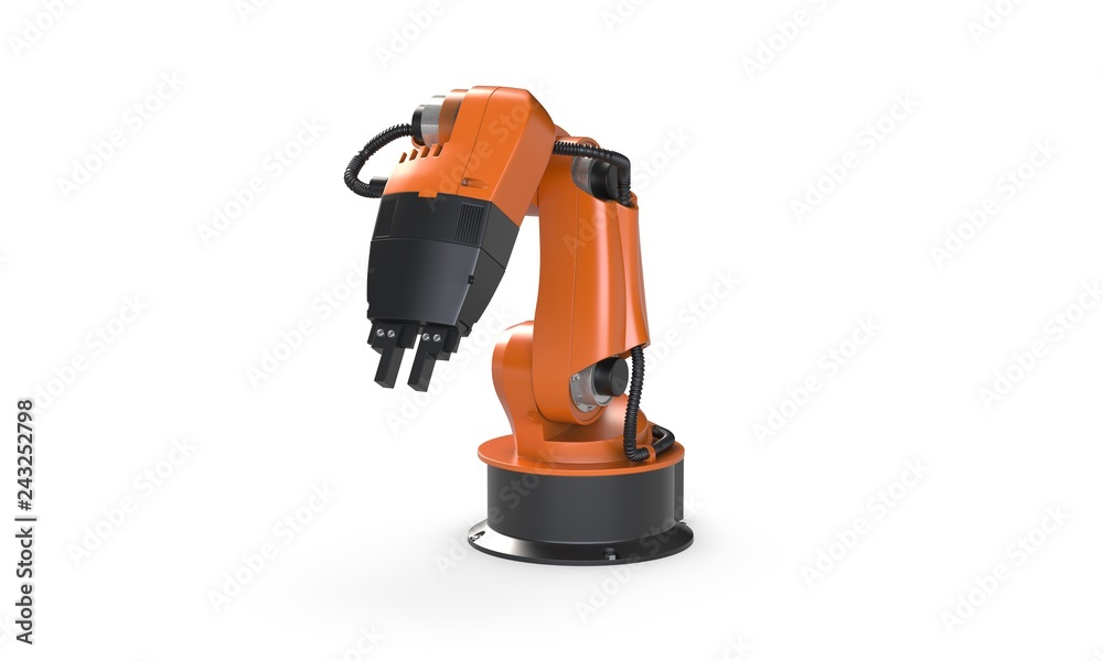 3D render of robot arm isolated on white