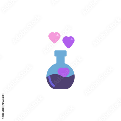 Love potion bottle flat icon, vector sign, colorful pictogram isolated on white. Perfume, Cologne symbol, logo illustration. Flat style design
