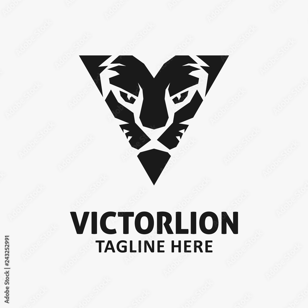 Letter V lion logo design Letter V lion logo design