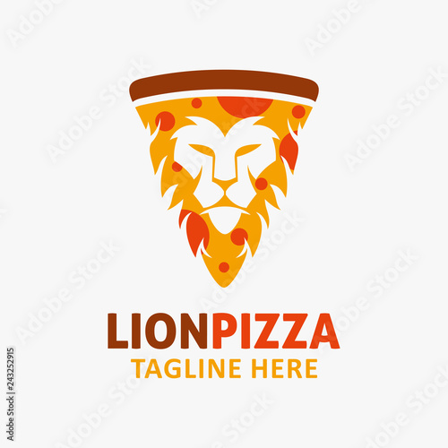 Lion pizza logo design
