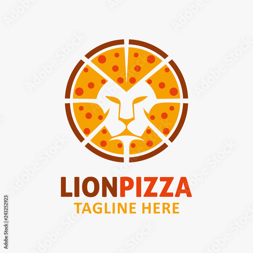 Lion pizza logo design