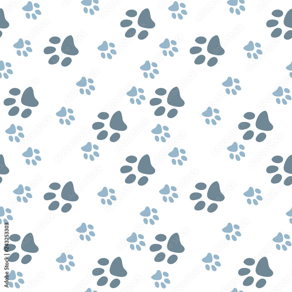 Fototapeta premium Vector seamless pattern with cat or dog,kitten or puppy footprints. Can be used for wallpaper,fabric, web page background, surface textures.