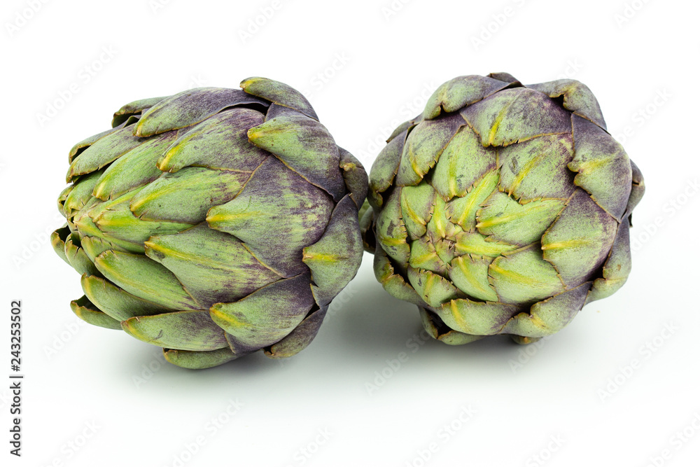 Obraz premium globe artichokes isolated on white copy space