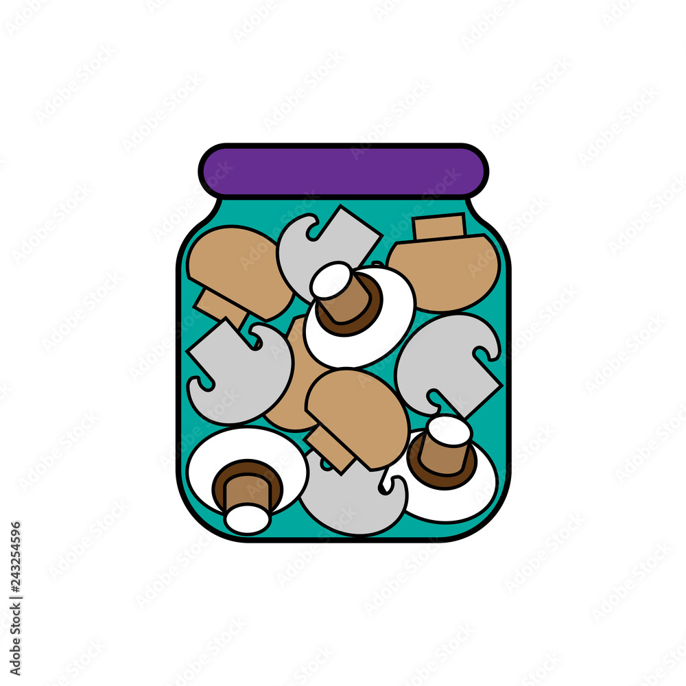 canned mushrooms. vector illustration on white background