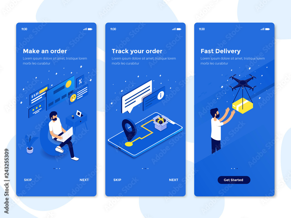 Modern user interface UX, UI screen template for mobile smart phone ...