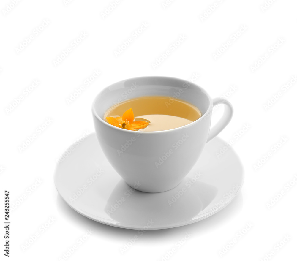Cup of hot tea on white background Cup of hot tea on white background