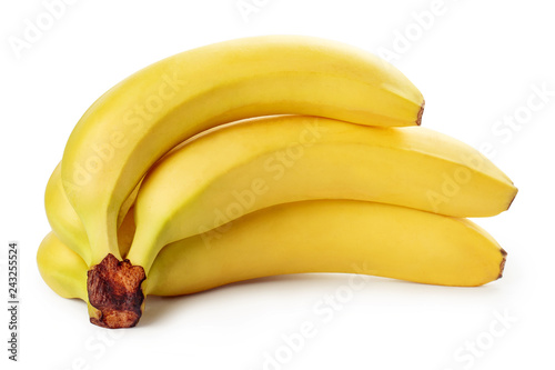 Bunch of ripe yellow bananas, isolated on white background