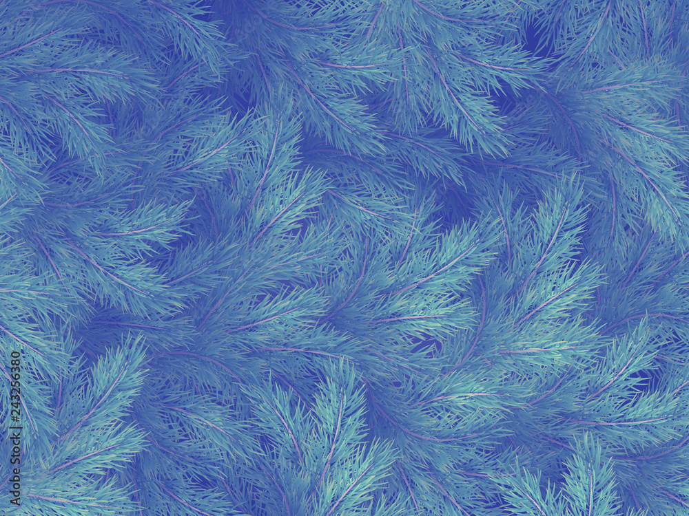 Obraz premium Blue green branches of a fur-tree, spruce or pine with copyspace. EPS 10