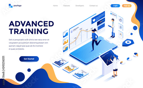 Modern flat design isometric concept of Advanced Training for website and mobile website. Landing page template. Easy to edit and customize. Vector illustration