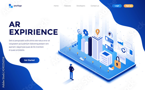 Modern flat design isometric concept of AR Expirience for website and mobile website. Landing page template. Easy to edit and customize. Vector illustration
