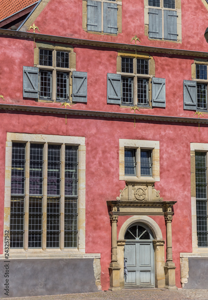 Fototapeta premium Entrance of the historic Fruhherrenhaus building in Herford, Germany