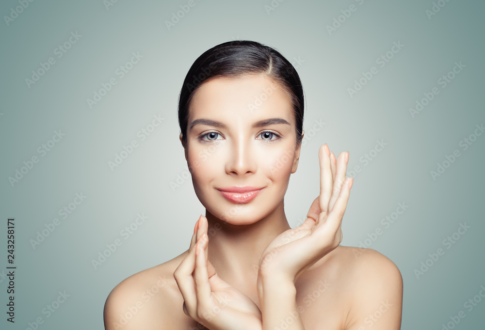 Beautiful woman face. Spa model girl with clear skin Beautiful woman face. Spa model girl with clear skin