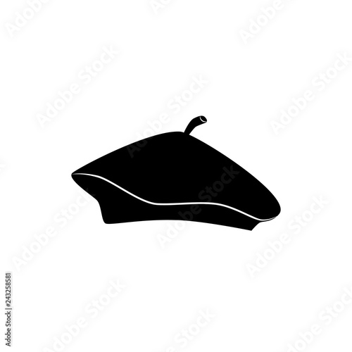 Beret vector icon. French hat isolated on white background.