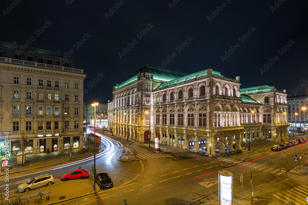 Vienna State Opera at night, Vienna, Austria. Vienna State Opera at night, Vienna, Austria.