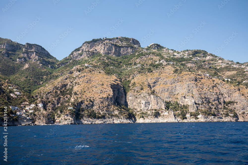 A view of the Amalfi Coast between  Sorrento and Amalfi. Campania. Italy