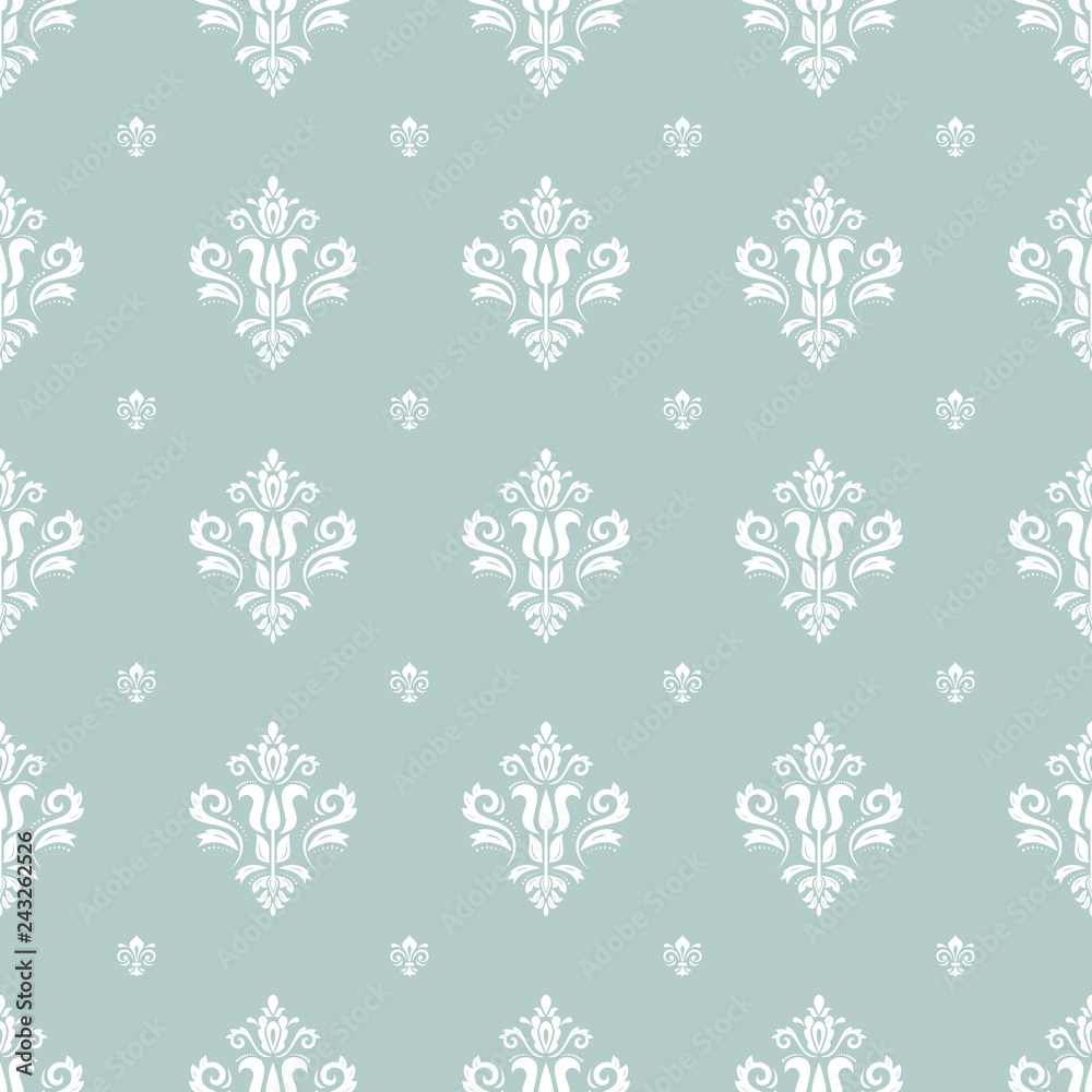 Classic seamless vector pattern. Damask orient blue and white ornament. Classic vintage background. Orient ornament for fabric, wallpaper and packaging Classic seamless vector pattern. Damask orient blue and white ornament. Classic vintage background. Orient ornament for fabric, wallpaper and packaging