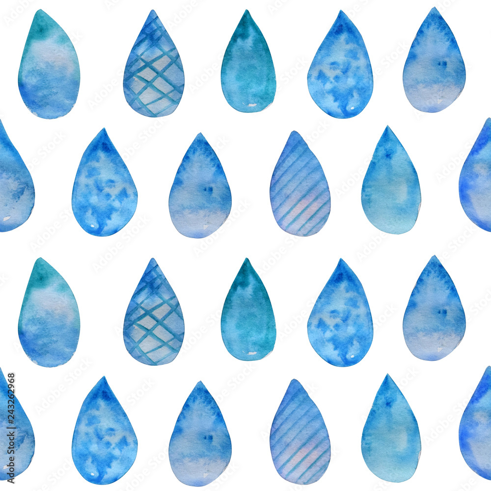 Watercolor Seamless pattern of drops. Watercolor Seamless pattern of drops.