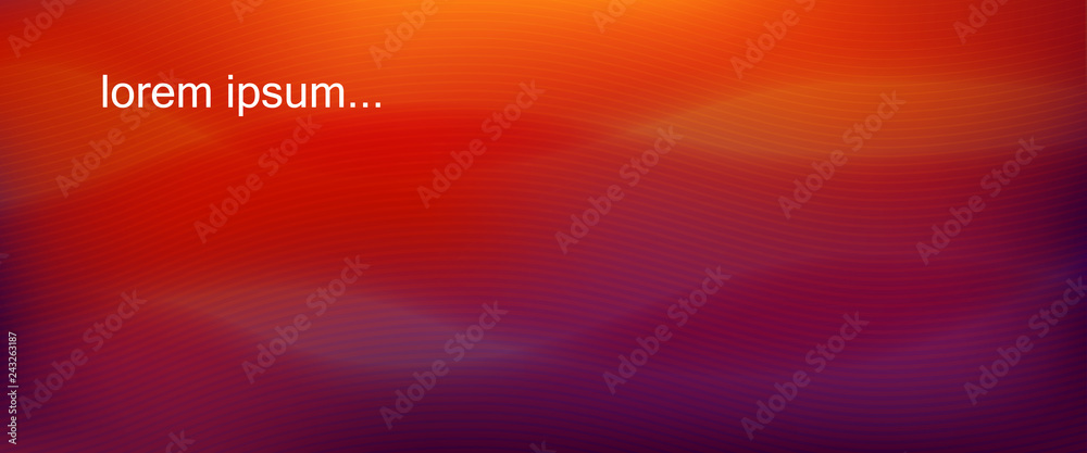 Background with vibrant gradient from orange to purple. Blurred fluid effect. Vector illustration