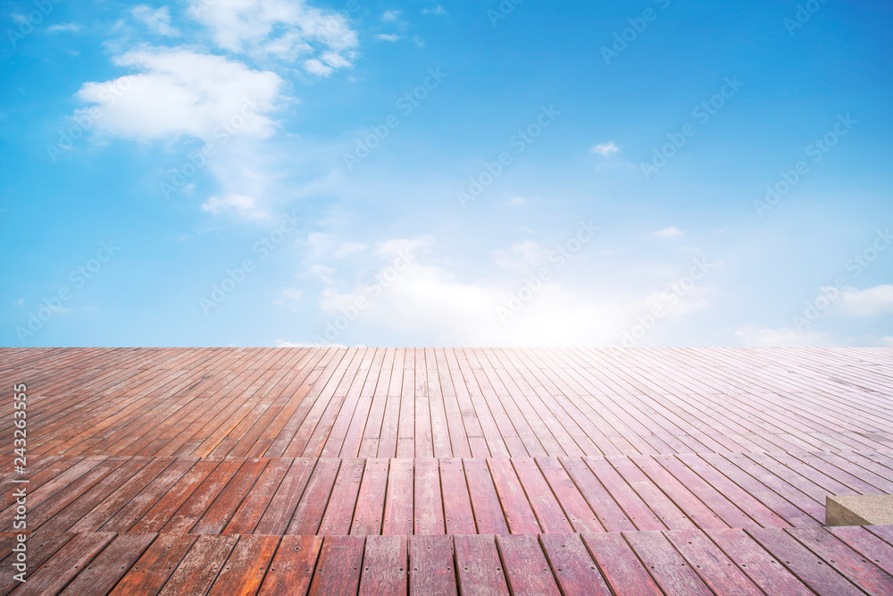 Empty square tiles and beautiful sky scenery